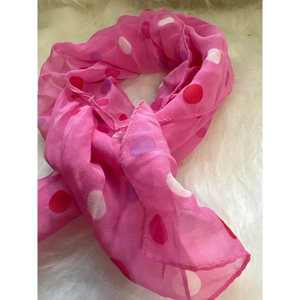 Echo Pink Polka Dot Sheer Scarf 20